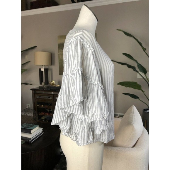 Anthropologie Gray Striped Crop Top - Picture 3 of 6